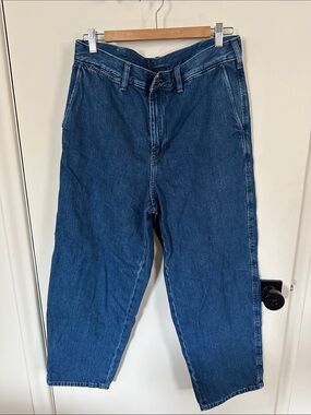 Relaxed Fit Men's Denim Barrel Jeans in Dark Blue
